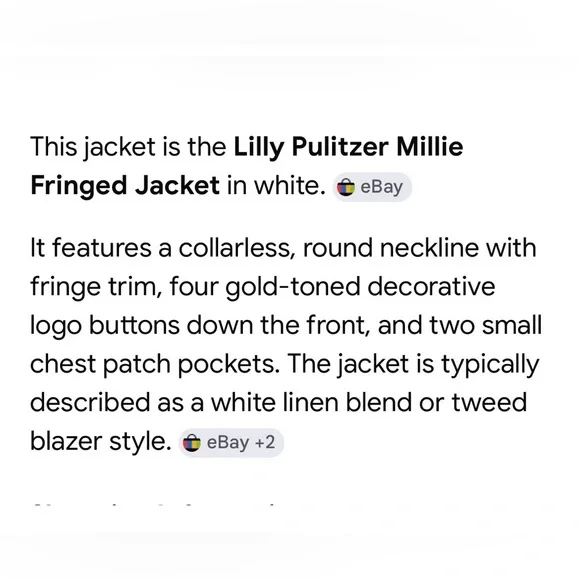 Lilly Pulitzer Cream Millie Linen Blend Jacket with Gold Buttons, Size Large - Picture 13 of 15